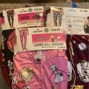 DISNEY VILLIANS, HARRY POTTER, PEANUTS SNOOPY lounge 2X pajama pants NEW